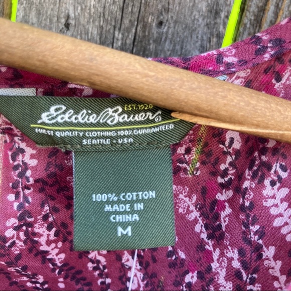 5/$20 Eddie Bauer Pink/maroon floral sleeveless top sz M - Picture 2 of 10